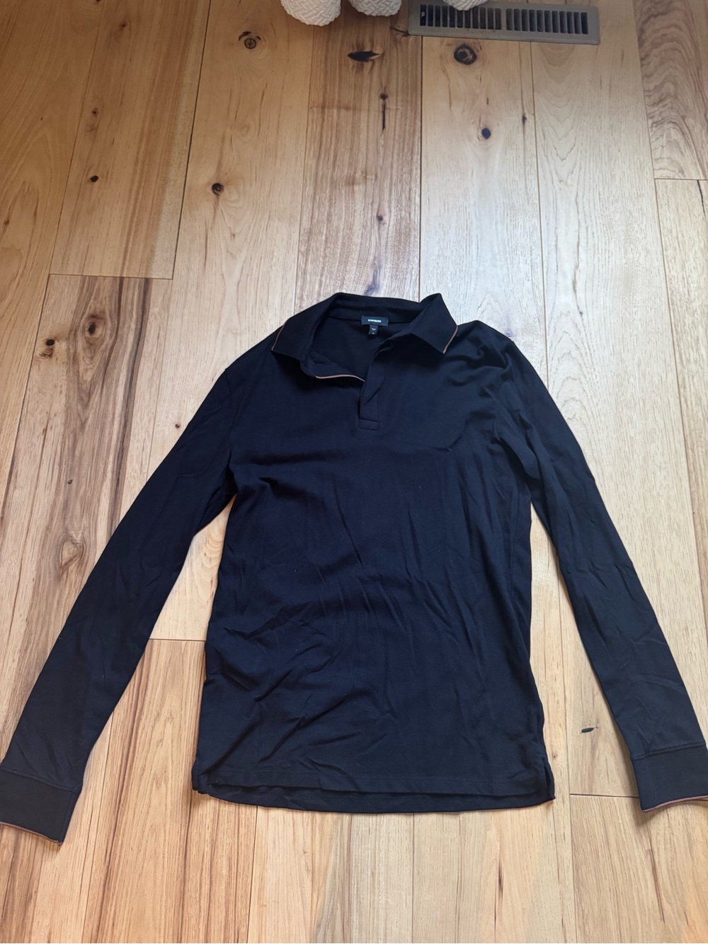 Express Men's Long-Sleeve Polo Shirt - Black